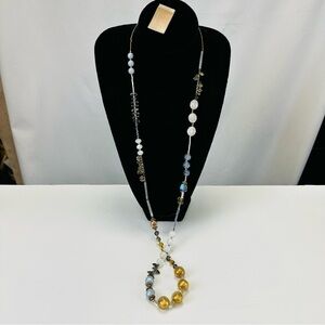 Treska Goddess Collection NWT single row mix bead crystal long necklace